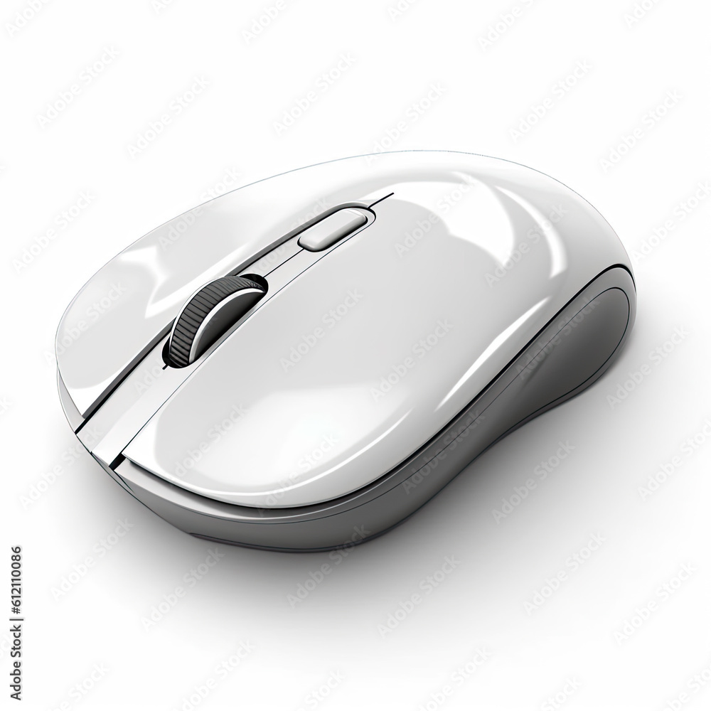 Poster wireless computer mouse isolated on white background generative ai