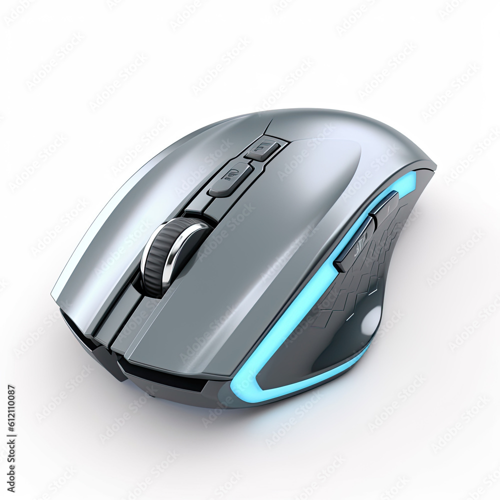 Poster wireless computer mouse isolated on white background generative ai