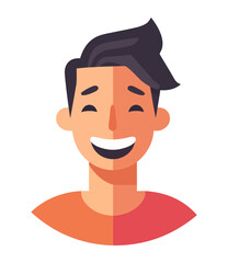 Cheerful guy cartoon character smiling
