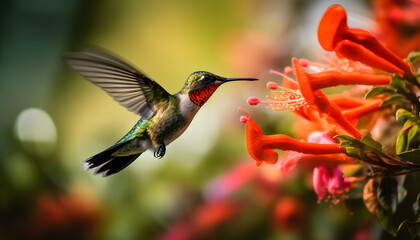 Fototapeta na wymiar hummingbird on a flower
