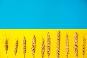 Flag of Ukraine with ears of wheat