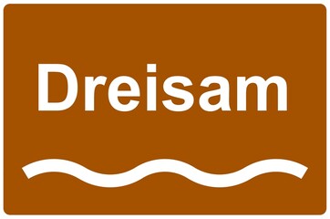 Illustration eines Flussnamenschildes des Flusses 