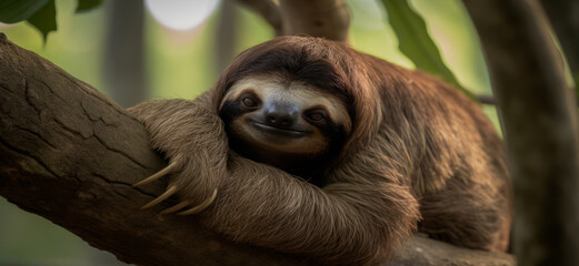 Sloth, Sloth on a Tree, Cute Sloth, Ai Generated Art.