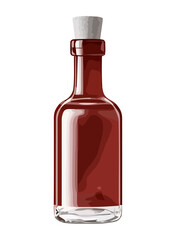 Fresh wine in glass bottle with label design