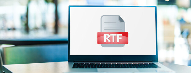 Laptop computer displaying the icon of RTF file