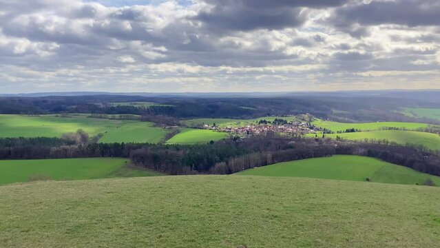 Beautiful landscape in Thuringia panorama view near Kahla, Germany