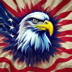 July 4th theme, US flag with eagle. Generative AI