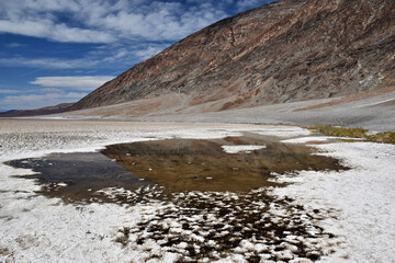 Saltsee and Badwater basin in Death Valley, California, USA.Badwater Basin is the lowest point in the US.