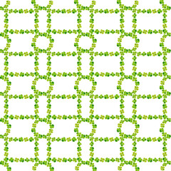 Floral abstract seamless pattern. Watercolor illustration of green quatrefoil. Ideal for textiles and wallpapers
