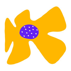 curvy flower in retro hippie style. Aesthetic flowers in the style of Matisse