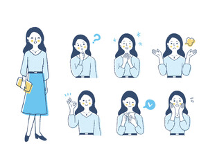 女性の表情　バリーエーションセット