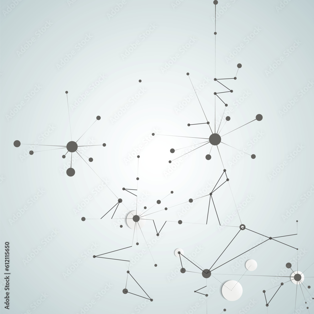 Poster Vector connect lines and dots. Plexus background. Banner template for technology