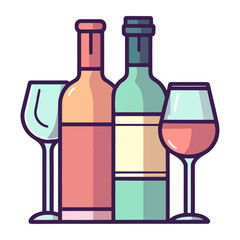 Wine bottle, glass, and grapes