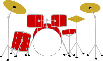 赤いドラムセット