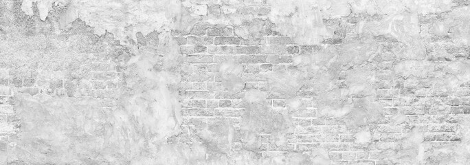 Abstract white brick wall texture for pattern background. wide panorama picture. with copy space...
