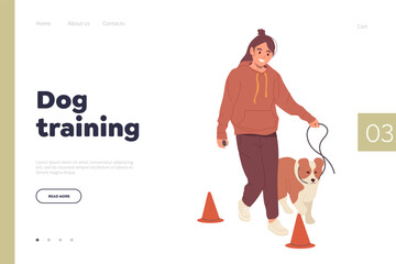 Dog training landing page offering professional service for walking and daycare of domestic animals