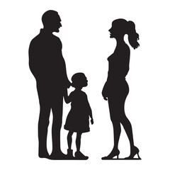A child with a mother and father ‍silhouette illustration