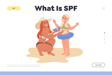 What is spf concept for landing page design template giving information how to prevent sunburn