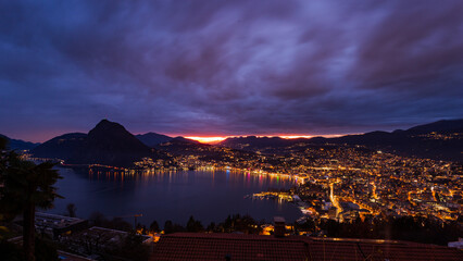 Lugano - Ticino - Svizzera al tramonto