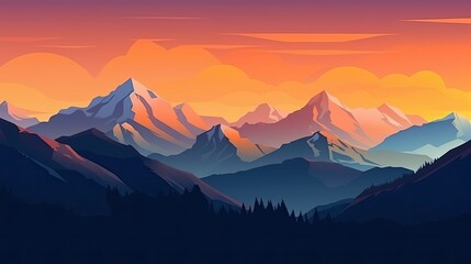 Obraz premium mountain peaks in beautiful sunset light