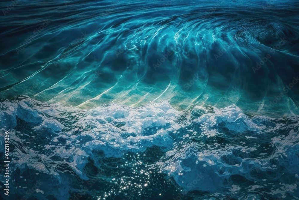 Canvas Prints powerful wave crashing in the ocean. Generative AI