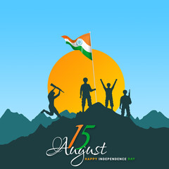 Fototapeta premium illustration for Happy Independence Day of India. 15th august celebration poster. Victory. Indian flag illustration. Proud nation. Indian celebration. 2023. swatantrata diwas utsav. Graphics banner