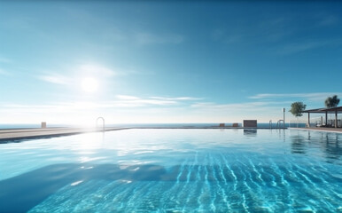 Fototapeta na wymiar relaxation palm luxury water home blue pool swimming large summer. Generative AI.