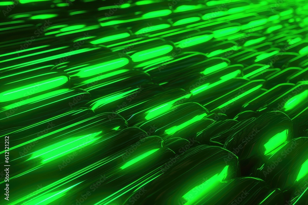 Poster Digital binary code, glowing neon style, binary data background, Panoramic banner, out of focus, green color