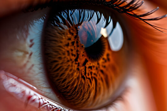 A beautiful close-up photo of an eye that is brown 