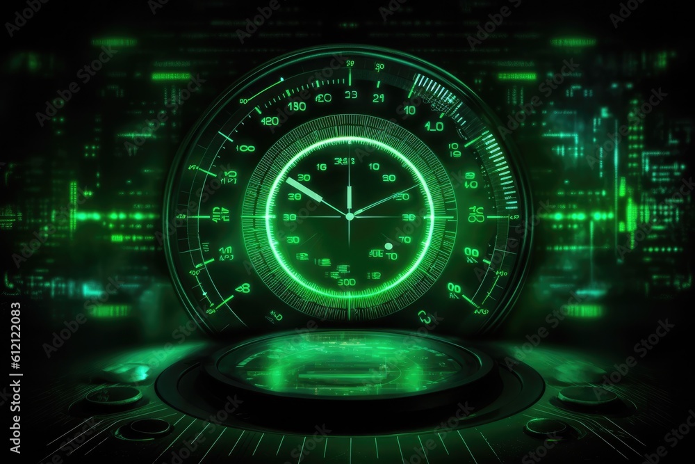 Poster Digital binary code, glowing neon style, binary data background, Panoramic banner, out of focus, green color