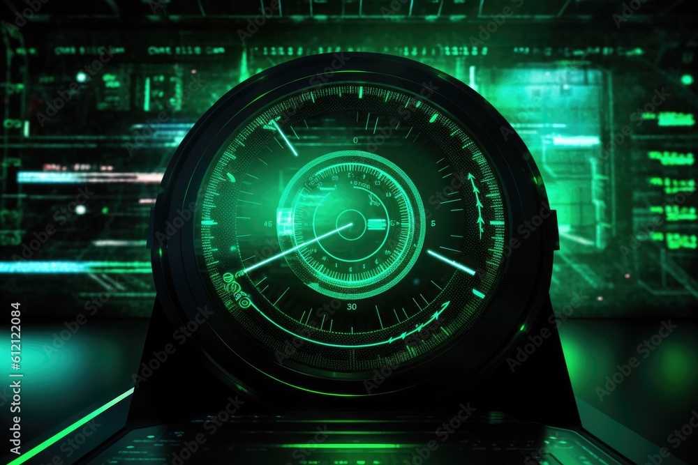 Poster Digital binary code, glowing neon style, binary data background, Panoramic banner, out of focus, green color