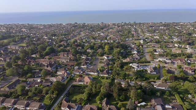 East Preston village in West Sussex on the South Coast of England Aerial footage,