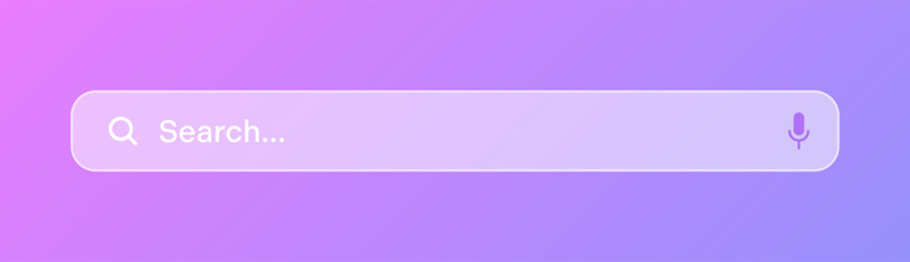 Fototapeta premium Transparent search bar. Internet browser engine with search box, address bar and text field. UI design, website interface element with web icons and push button. Vector illustration