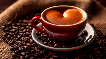 Obraz premium Cup of Coffee with Milk Generative by AI