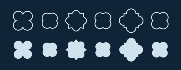 Quatrefoil symbol set. Quatrefoil geometric shape. Vector