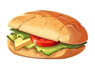 Grilled meat sandwich with fresh tomato