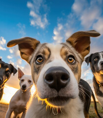 Dogs' dynamic perspective. Close up. 