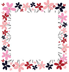 square Creative vibrant floral frame, bright frame with wildflowers in juicy colors.