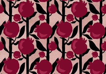 Summer fruit seamless geometric pomegranate pattern for wrapping paper and fabrics and linens and clothes print