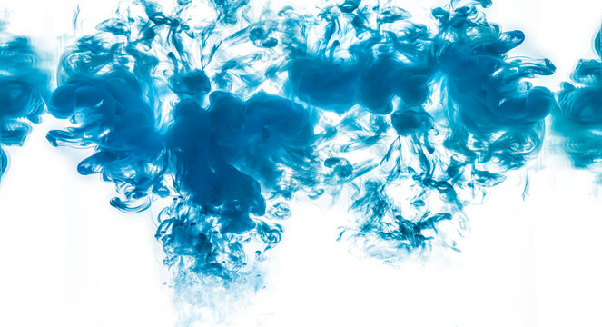 Blue Acrylic Ink in Water. Color Explosion. Paint Texture