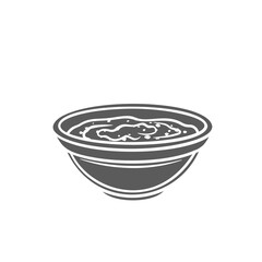 Hot chili sauce in bowl, side view glyph icon vector illustration. Stamp of spicy and sweet garlic dip in cup, natural salsa or liquid pepper sauce for seasoning and cooking gourmet Asian dish