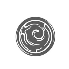 Sauce in bowl, top view glyph icon vector illustration. Stamp of mayonnaise or cream mousse, sour creame or ketchup swirls in cup, creamy sauce with twirls for seasoning, eating and dressing food