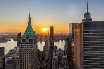 Fototapeta na wymiar New York City Skyline at Sunset.