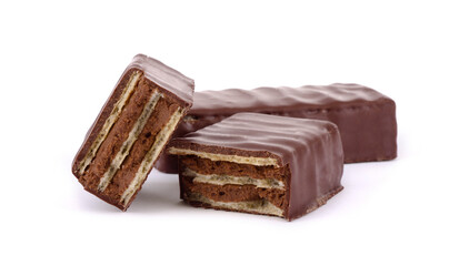 wafers in chocolate isolated on a white background