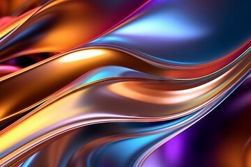 Abstract colorful metallic fluid background or backdrop. AI generated, human enhanced.