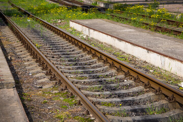 Railway tracks with rails and sleepers.