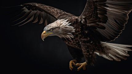 Bald eagle snatching a fish from water Generative AI