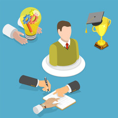 3D Isometric Flat Vector Conceptual Illustration of Kinaesthetic Learner, Education andd Studying Strategies