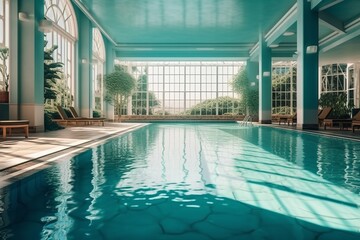 Obraz premium luxury pool in the resort hotel vaporwave