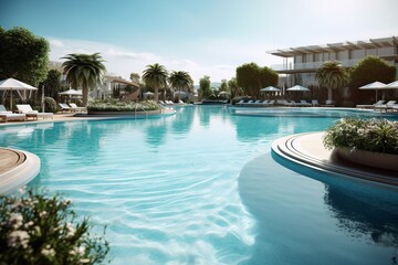 Obraz premium luxury pool in the resort hotel vaporwave